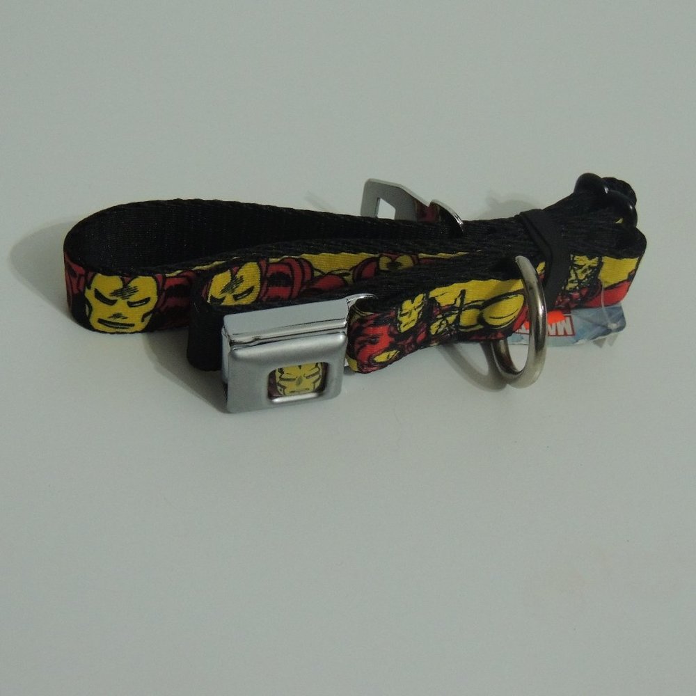 MARVEL COMICS IRON MAN FACE FULL COLOR RED YELLOW SEATBELT BUCKLE COLLAR